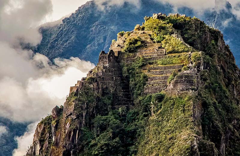 View to the top of Huayna Picchu Mountain