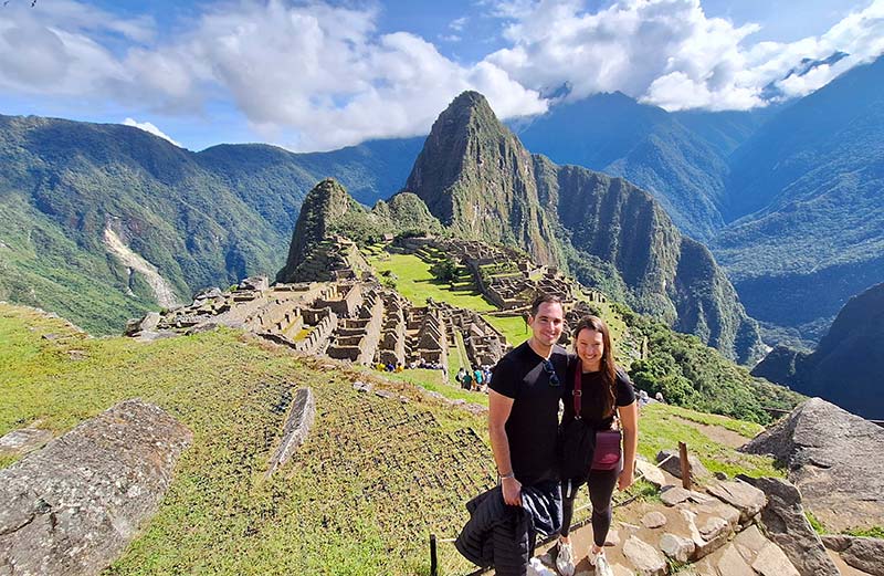 Tourist couple in Machu Picchu