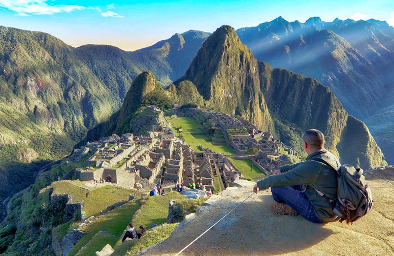 Tourist observing the Inca citadel